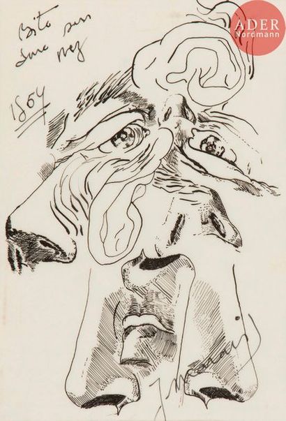 null Jean MARAIS (1913-1998)
Bite tendue sur nez - Bite dure sur nez, 1964
2 dessins,...