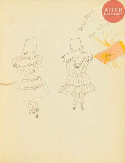 null Christian DIOR (1905-1957)
Projet de costumes d’enfants
4 dessins, encre et...