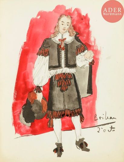  Christian DIOR (1905-1957) Boileau 2e acte (projet de costume) Encre et aquarelle....