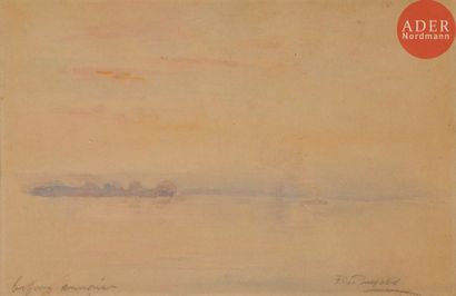  Frank Crawford PENFOLD (1849-1920) Bateaux au coucher du soleil - Marine Deux aquarelles....