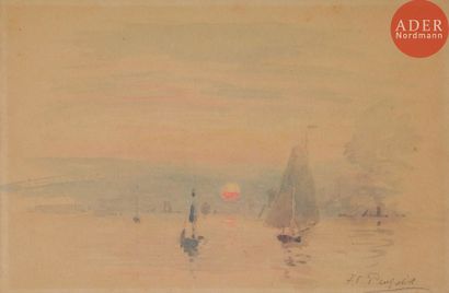null Frank Crawford PENFOLD (1849-1920)
Bateaux au coucher du soleil - Marine
Deux...