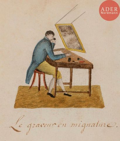 null ÉCOLE FRANÇAISE du début du XIXe siècle
43 dessins sur les différents métiers...