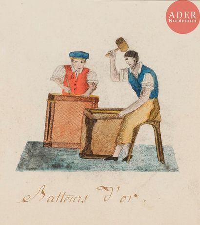 null ÉCOLE FRANÇAISE du début du XIXe siècle
43 dessins sur les différents métiers...