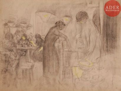 null Édouard VUILLARD (1868-1940)
Étude pour « L’Ouvroir »
Fusain et pastel jaune...