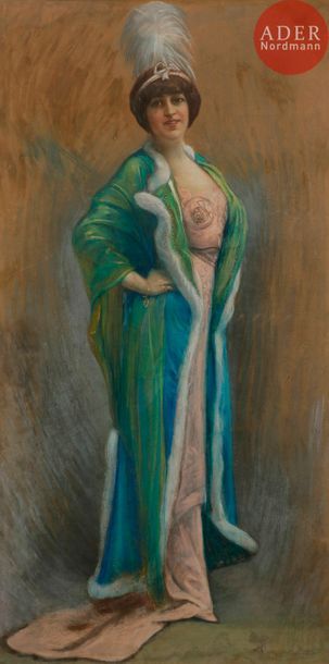  ÉCOLE vers 1900 Portrait présumé de Sarah Bernhardt, vers 1895 Pastel sur toile....