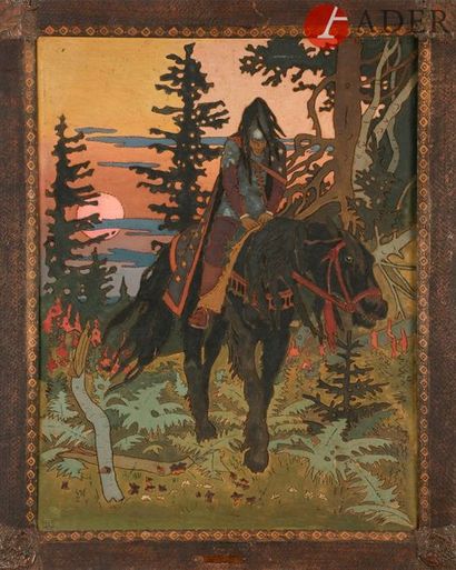 null Ivan Yakovlevitch BILIBINE 
(1876 - 1942) [d’après]
Le Cavalier noir, illustration...