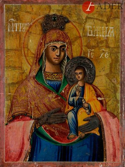 null Icône probablement géorgienne d’une variante de la Vierge d’Ivérie
Fin XIXe...
