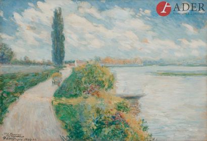 null David Ossipovitch WIDHOPFF (1867 - 1933)
Paysage. Route au bord d’un fleuve....