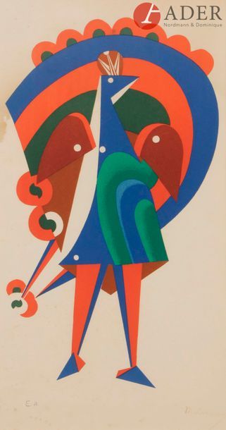 null Mikhaïl Fedorovitch LARIONOV (1881 - 1964)
Le paon
Lithographie en couleurs.
Épreuve...