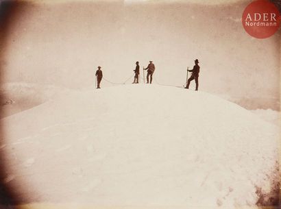 null Charnaux Frères
Alpes, c. 1880.
Cordée au sommet du Mont Blanc.
Épreuve sur...