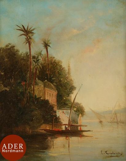 null François Germain Léopold TABAR (1818-1869)
Caïques sur les bords du Bosphore
Huile...