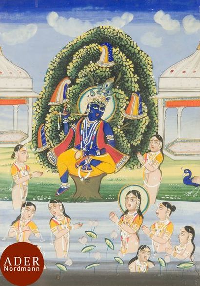 null Krishna et les gopis, et Ganesh sur son trône, Inde, Rajasthan, Jaipur, fin...