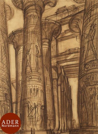 null André MAIRE (1898-1984)
Égypte, colonnes du temple de Karnak, 1937
Sanguine.
Signée...