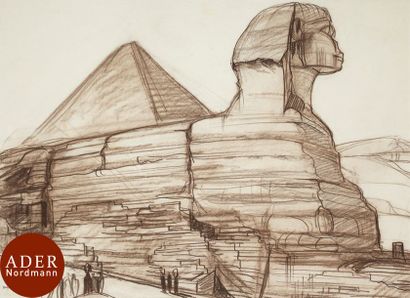 null André MAIRE (1898-1984)
Égypte, le Sphinx, vers 1937
Sanguine.
Signée en bas...