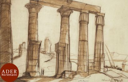 null André MAIRE (1898-1984)
égypte, colonnade de Médamoud, vers 1937
Sanguine.
Signée...