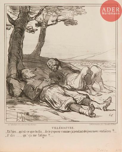 Honoré DAUMIER (1808-1879) Honoré Daumier (1808-1879) 
Au bivouac. 1859. Lithographie....