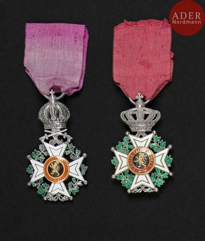 null BELGIQUE
ORDRE DE LÉOPOLD, créé en 1832.
Ensemble de deux croix de chevalier...