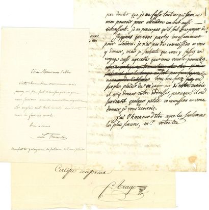 null Savants. 3 lettres ou pièces autographes, dont 2 signées.

 François Arago (état...