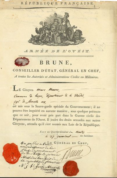 Guillaume BRUNE (1763-1815) maréchal de France....