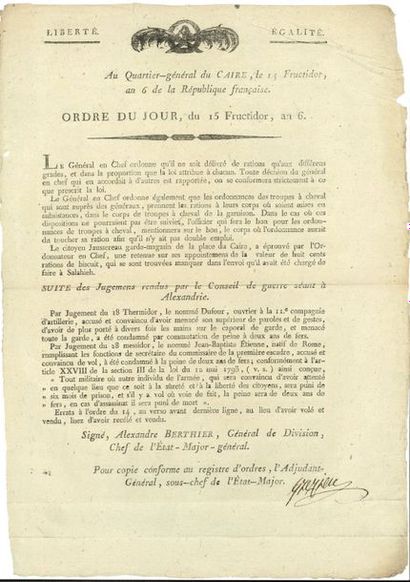 null Egypte. P.S. par le général Grézieu, adjudant général sous-chef de l’État-major,...