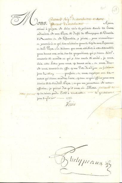null LOUIS XVI (1754-1793) Roi de France. L.S. et P.S. (secrétaires), Versailles...