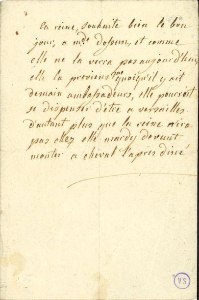 null MARIE-ANTOINETTE (1755-1793) Reine de France. L.A., à sa dame d’atours, Geneviève...