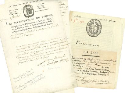 null Révolution. 8 lettres ou pièces, la plupart L.S. ou P.S., quelques imprimés,...