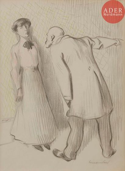 null HERMANN-PAUL (1864-1940)
LE PÈRE DE FAMILLE, 1907
Crayon.
Signé en bas à droite.
28...