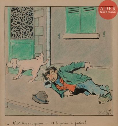 null Benjamin RABIER (1864-1939)
LE RÊVE DE LACUITE, 1907
Encre et aquarelle.
Signée...