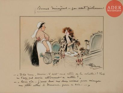 null Albert GUILLAUME (1873-1942)
BONNES MÉNAGÈRES, 1908
Encre et aquarelle.
Signée...