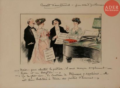 null Albert GUILLAUME (1873-1942)
CONCERT D’AMATEURS, 1908
Encre et aquarelle.
Signée...