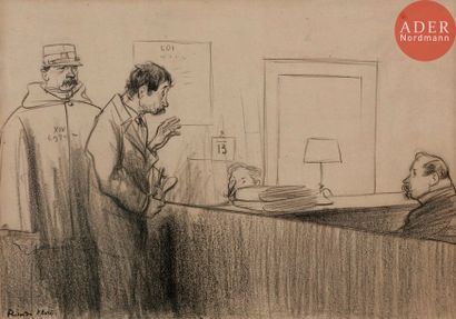 null Ricardo FLORES (1878-1918)
LA LIMITATION DES DÉBITS D’ALCOOL, 1911
Fusain.
Signé...