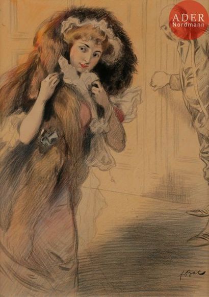 null Ferdinand BAC (1859-1952)
LA DAME DE CHARITÉ, 1902
Crayon et aquarelle.
Signé...