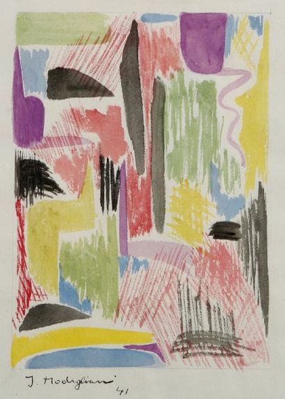 Jeanne MODIGLIANI (1918-1984) Composition abstraite, 1941 Aquarelle sur papier Signée...