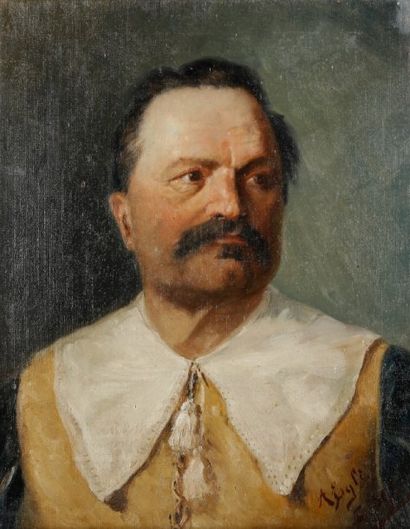 Adolf EGLI [Suisse] (1875-1952) Portrait de gentilhomme, 1892 Huile sur toile Signée...
