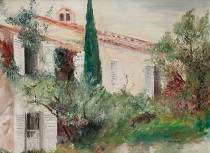 G CAZENEUVE Mas provençal, 1981 Huile sur toile 46 x 61 cm