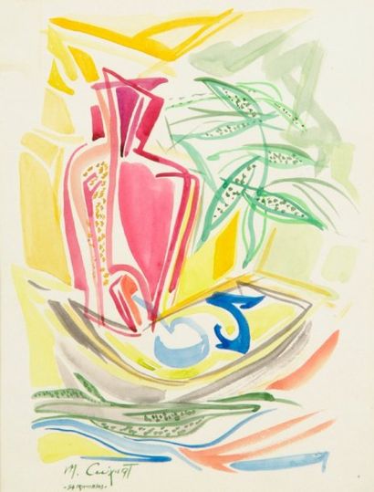 Modesto CUIXART [espagnol] (né en 1925) Nature morte, 1954 Aquarelle sur papier Signée,...