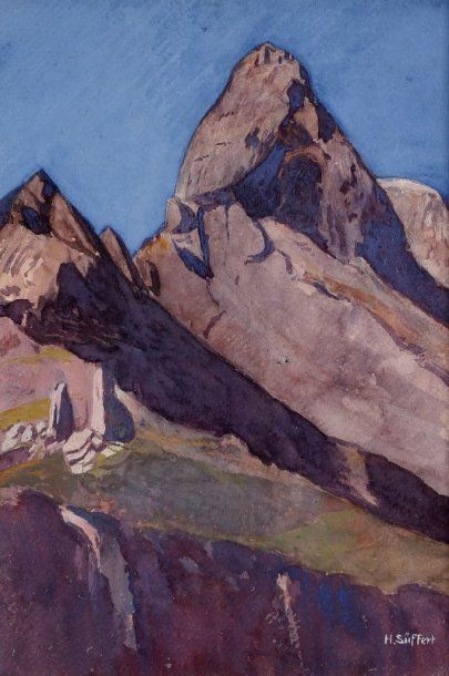 Hans SÜFFERT [Suisse] (1868-1945) Paysage de montagne Gouache et aquarelle sur papier...