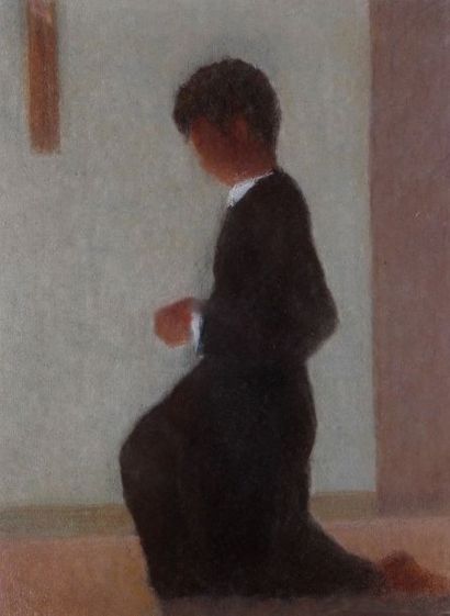 ORTMAN (XXE SIECLE) Enfant priant Huile sur toile Annoté en bas à droite 38 x 28...