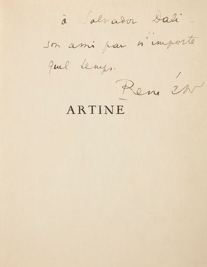  CHAR (René) - DALI (Salvador). Artine. Paris : Éditions surréalistes, José Corti,...