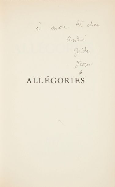 null COCTEAU (Jean).
Allégories.
Paris : NRF, Gallimard, [1941]. — In-12, 189 x 120...