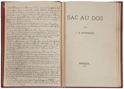  HUYSMANS (Joris-Karl). Sac au dos. Bruxelles [imprimerie Félix Callevaert], 1878....
