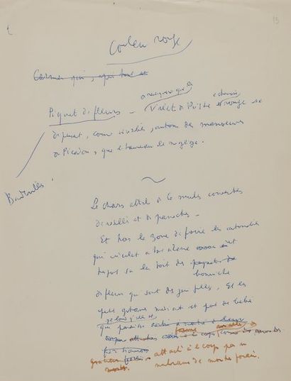 null COCTEAU Jean (1889-1963).
MANUSCRIT autographe signé « Jean Cocteau », La Corrida...