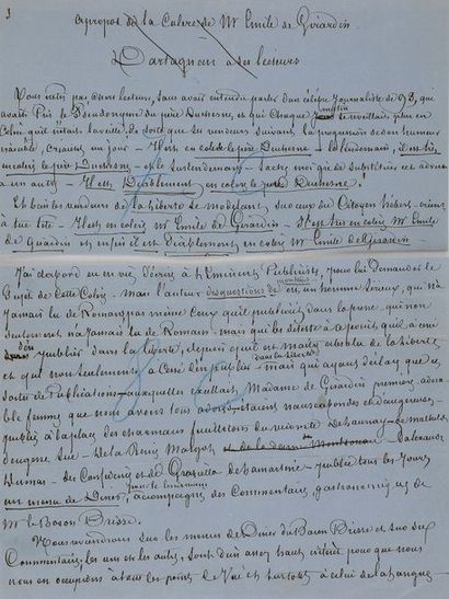 null DUMAS père Alexandre (1802-1870).
manuscrit autographe signé « Alex Dumas »...