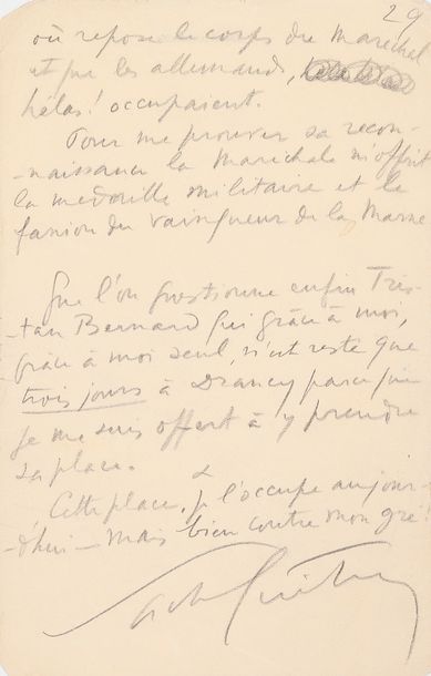 null GUITRY Sacha (1885-1957).
MANUSCRIT autographe signé, [Ma défense], Drancy 13...