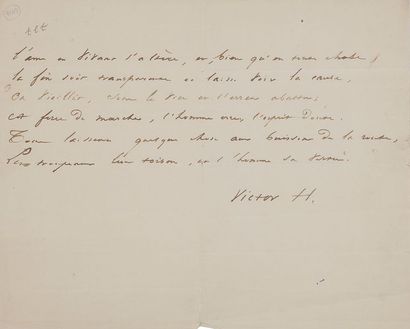 null HUGO Victor (1802-1885).
Manuscrit autographe signé « Victor H. » ; demi-page...