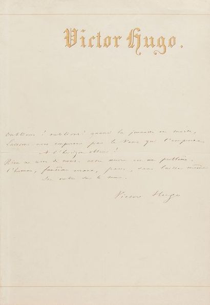 HUGO Victor (1802-1885). Manuscrit autographe...