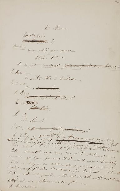 null MUSSET Alfred de (1810-1857).
MANUSCRIT autographe ; 2 pages in-fol.

Esquisse...