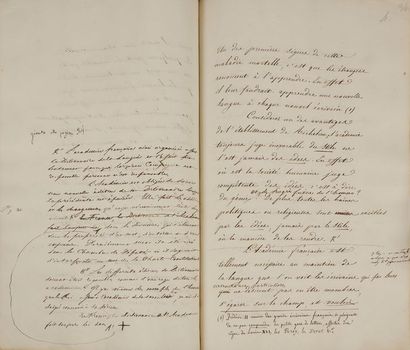 null STENDHAL (1783-1842).
MANUSCRIT en partie autographe, Des Périls de la Langue...