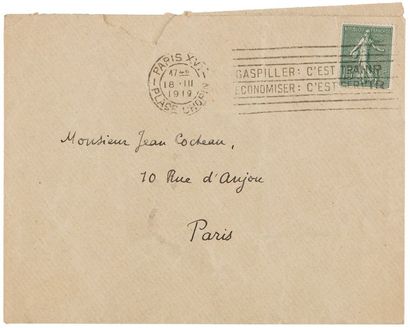 null VALÉRY Paul (1871-1945).
L.A.S. « P. Valéry », Paris le [18] mars 1919, à Jean...